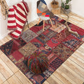 Red Bedroom Carpet Moroccan Rectangular Floral Stripe Printed Carpet Polyester Non-Slip Carpet
