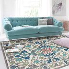 Moroccan living room wallpaper in ivory leaf pattern printed carpet polyester non-slip rug