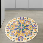 Tribal Medallion Rug Yellow Synthetic Rug Non-slip Back Rug for Living Room