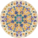 Tribal Medallion Rug Yellow Synthetic Rug Non-slip Back Rug for Living Room