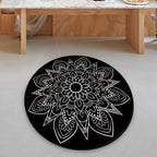 Tribal Medallion Rug Black and White Southwest Rug Polyester Washable Area Rug for Living Room