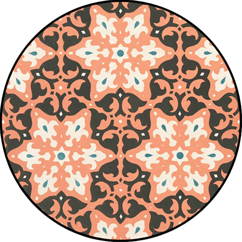 Classic Southwest Rug Orange and Pink Tribal Rug Polyester Non-Slip Back Rug for Living Room