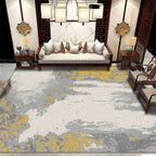 Gray Decorative Rug Modern Abstract Color Block Pattern Area Rug Polyester Washable Rug