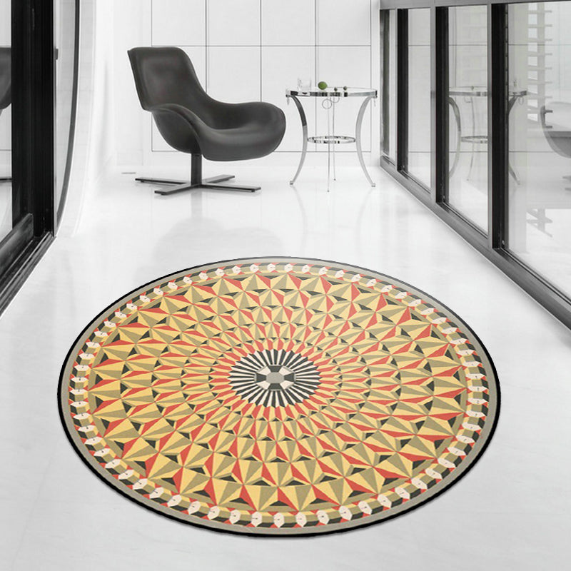 Moroccan floral geometric rug yellow polyester rug non-slip backing area rug for bedroom