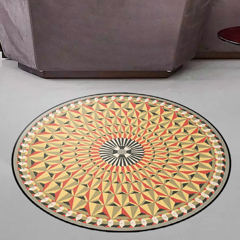 Moroccan floral geometric rug yellow polyester rug non-slip backing area rug for bedroom
