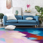 Minimalist modern carpet colorful abstract painting printing area rug polyester washable rug for bedroom