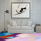 Minimalist modern carpet colorful abstract painting printing area rug polyester washable rug for bedroom
