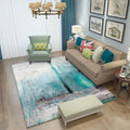White and blue bedroom rug modern abstract oil painting pattern area rug polyester washable rug