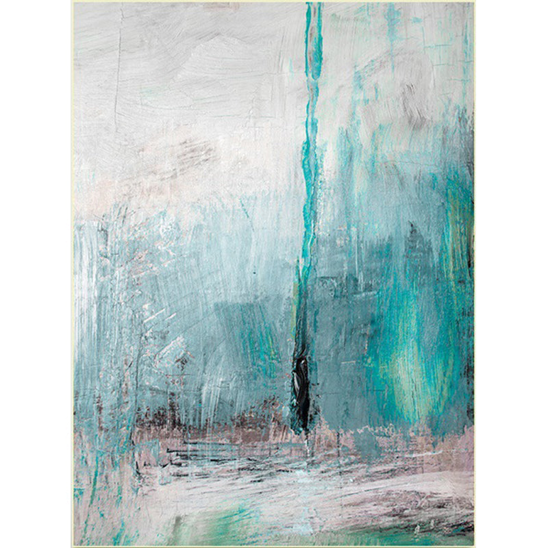 White and blue bedroom rug modern abstract oil painting pattern area rug polyester washable rug