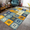 Moroccan Living Room Rug in Yellow and Blue Geometric Snowflake Dots Print Rug Polyester Non-Slip Rug