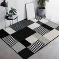 Moroccan living room rug in black and white houndstooth rectangular pattern rug polyester non-slip rug