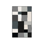 Moroccan living room rug in black and white houndstooth rectangular pattern rug polyester non-slip rug