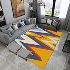 Yellow and Blue contemporary rug Polyester color box geometric rug washable rectangular rug for the living room