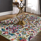 White Moroccan carpet Polyester flower leaf pattern carpet non-slip back carpet for home decoration