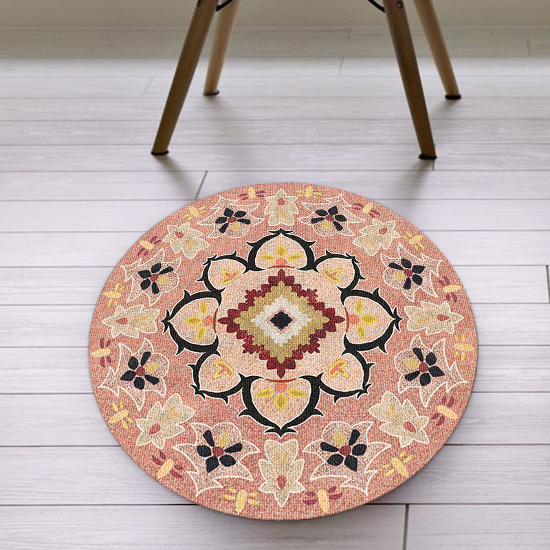 Pink Americana Rug Synthetic Tribal Rug Non-Slip Backing Rug for Living Space