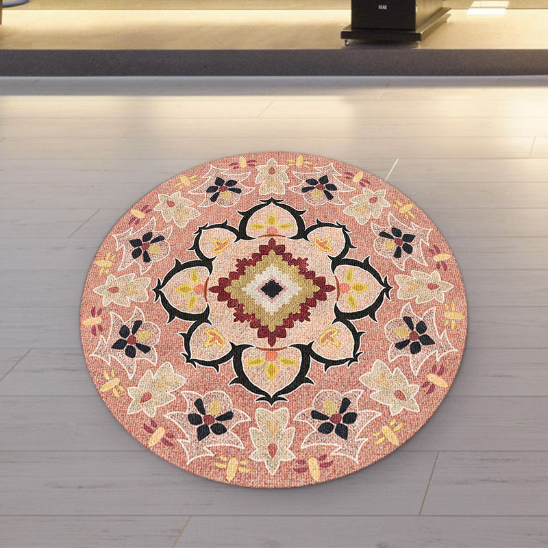 Pink Americana Rug Synthetic Tribal Rug Non-Slip Backing Rug for Living Space