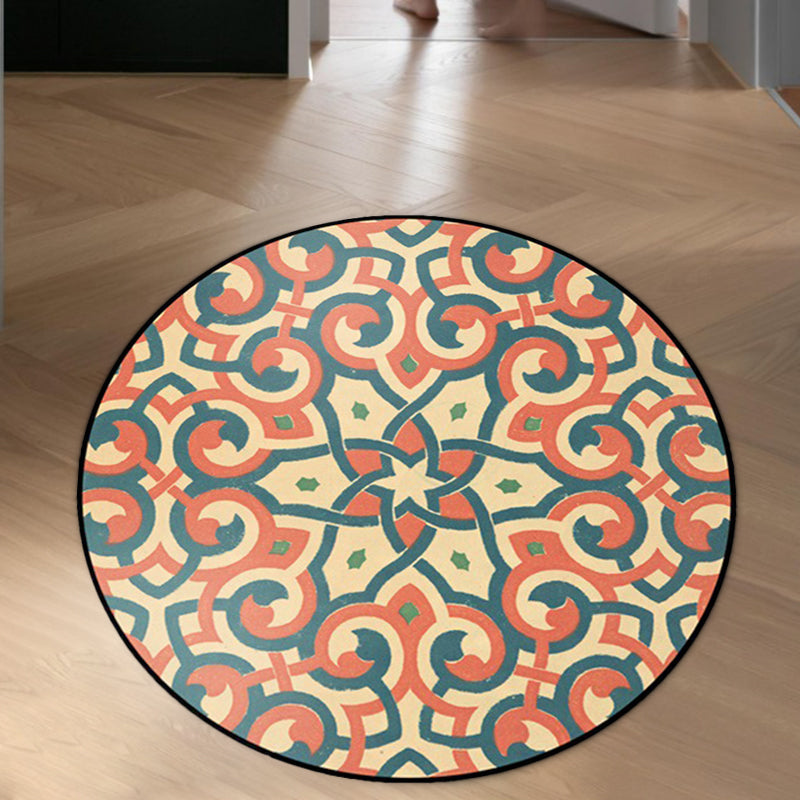 Orange Americana Rug Polyester Southwestern Rug Non-slip Backing Rug for Bedroom