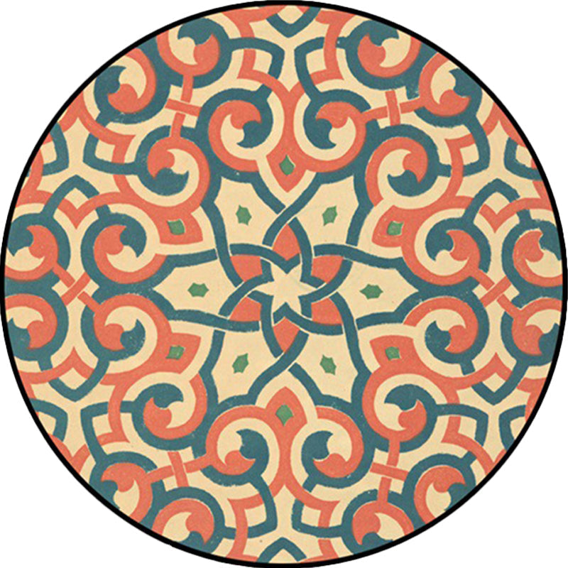 Orange Americana Rug Polyester Southwestern Rug Non-slip Backing Rug for Bedroom