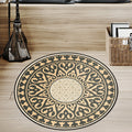 Americana Southwestern Rug Black and Yellow Polyester Rug Non-Slip Back Rug for Bedroom