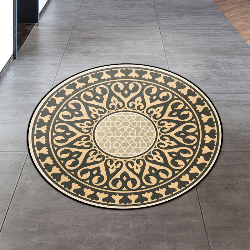 Americana Southwestern Rug Black and Yellow Polyester Rug Non-Slip Back Rug for Bedroom