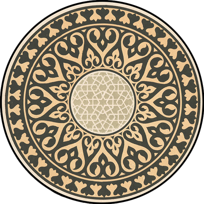 Americana Southwestern Rug Black and Yellow Polyester Rug Non-Slip Back Rug for Bedroom