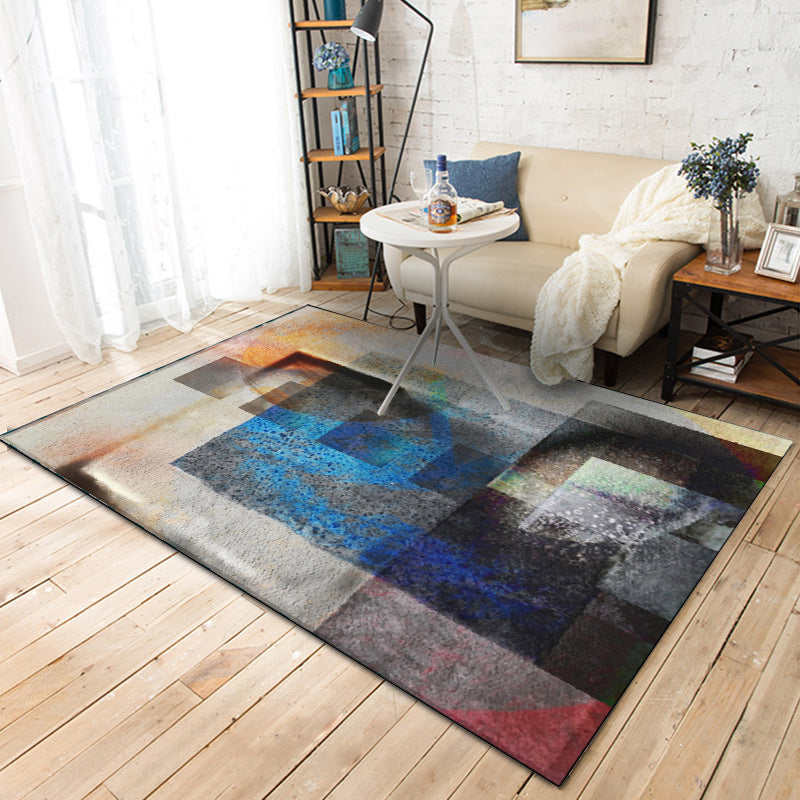 Modern decorative rug in ivory with abstract rust pattern rug polyester washable area rug