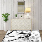 Scandinavian Modern Rug in White Abstract Color Splash Print Area Rug Polyester Washable Rug for the Living Room
