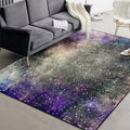 Modern rug for the living room in gray and purple with abstract galaxy star pattern rug polyester washable rug for the area
