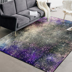 Modern rug for the living room in gray and purple with abstract galaxy star pattern rug polyester washable rug for the area