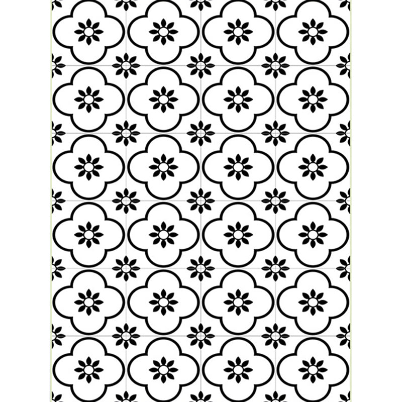Moroccan living room rug in white floral square pattern rug polyester non-slip area rug