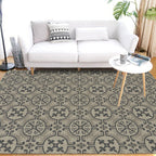 Moroccan Circle Pattern Rug in Brown Polyester Floor Mat Anti-Slip Area Rug for Home Decor