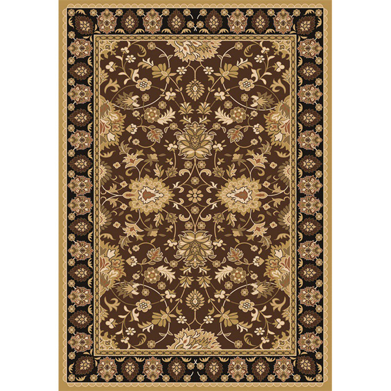 Persian petal pattern rug in brown Moroccan rug polyester non-slip mat rug for bedroom