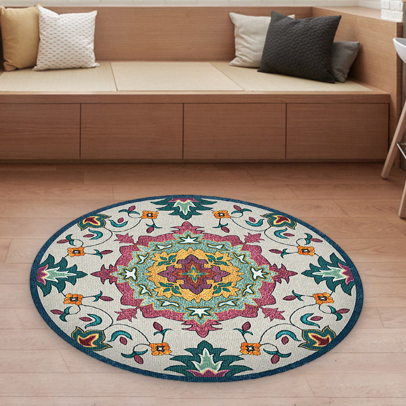 Classic Blue and Red Americana Carpet Synthetic Tribal Carpet Non-Slip Back Carpet for Bedroom