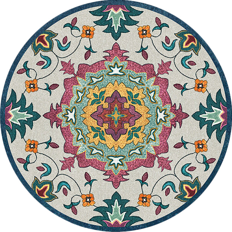 Classic Blue and Red Americana Carpet Synthetic Tribal Carpet Non-Slip Back Carpet for Bedroom