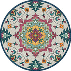 Classic Blue and Red Americana Carpet Synthetic Tribal Carpet Non-Slip Back Carpet for Bedroom