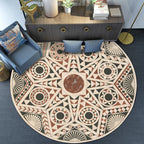 Vintage Southwest Geometric Rug Beige Tribal Rug Polyester Non-Slip Mat Rug for Living Room