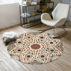 Vintage Southwest Geometric Rug Beige Tribal Rug Polyester Non-Slip Mat Rug for Living Room