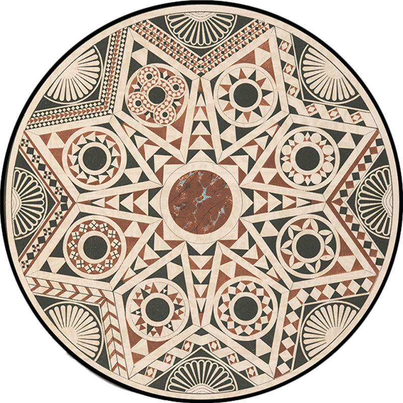 Vintage Southwest Geometric Rug Beige Tribal Rug Polyester Non-Slip Mat Rug for Living Room