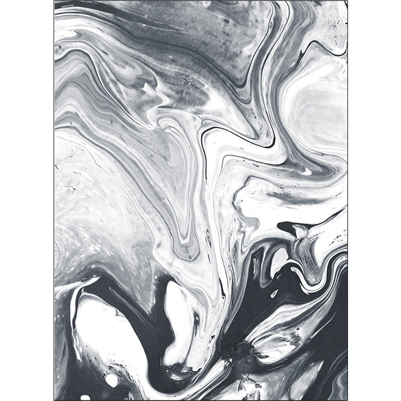 Modern Living Room Carpet in Black and White Abstract Oil Painting Pattern Carpet Polyester Washable Carpet