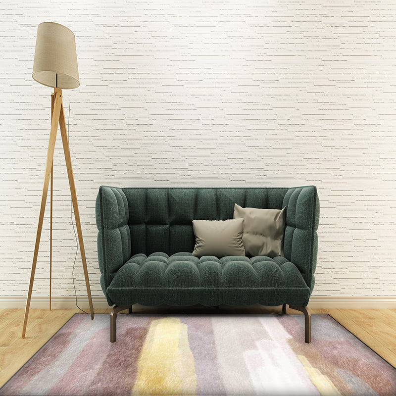 Modern living room rug in pink Abstract watercolor pattern rug Polyester washable rug