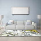 Contemporary modern rug in white abstract color print rug polyester washable rug for the bedroom