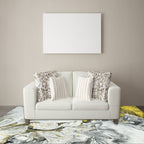 Contemporary modern rug in white abstract color print rug polyester washable rug for the bedroom