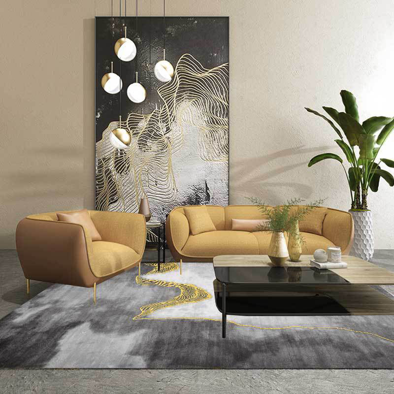 Minimalist modern rug in gray abstract ink painting print rug polyester washable rug for home decor