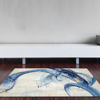 Blue and White Modern Carpet Polyester Abstract Carpet Non-Slip Back Washable Carpet for the Living Room