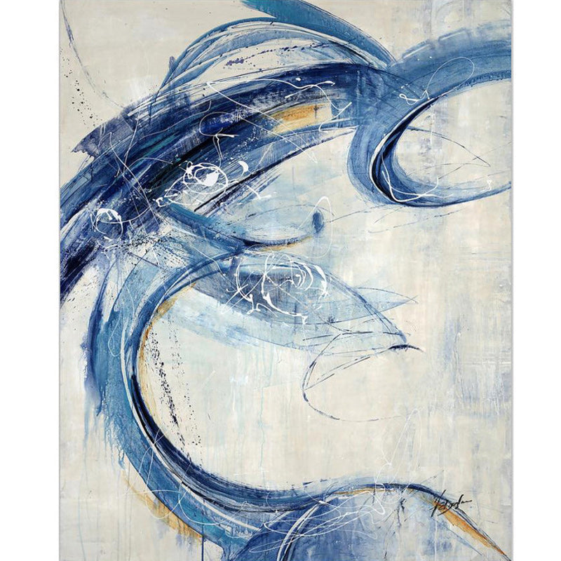 Blue and White Modern Carpet Polyester Abstract Carpet Non-Slip Back Washable Carpet for the Living Room