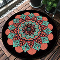 Pink and black southwestern rug Polyester Tribal Floral rug washable rug for the living room