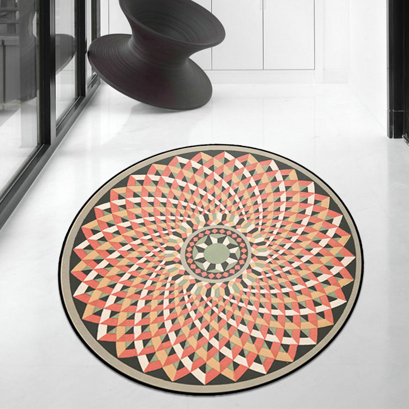 Orange and pink Moroccan carpet polyester flower rug non-slip backing rug for living room