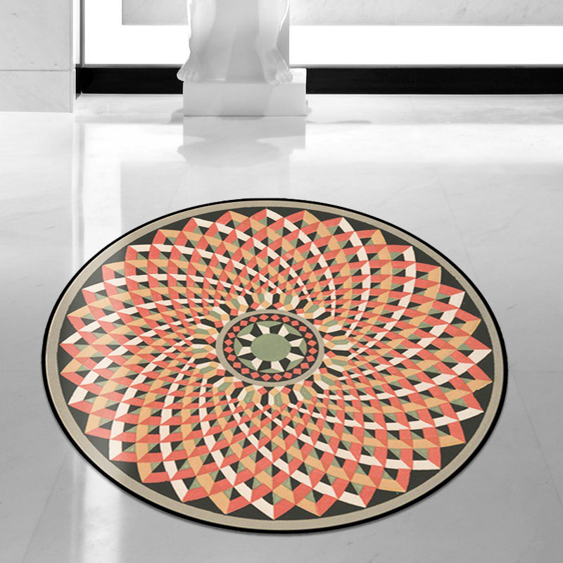 Orange and pink Moroccan carpet polyester flower rug non-slip backing rug for living room
