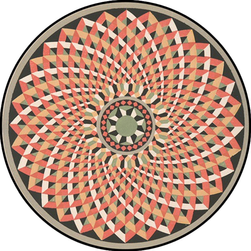 Orange and pink Moroccan carpet polyester flower rug non-slip backing rug for living room