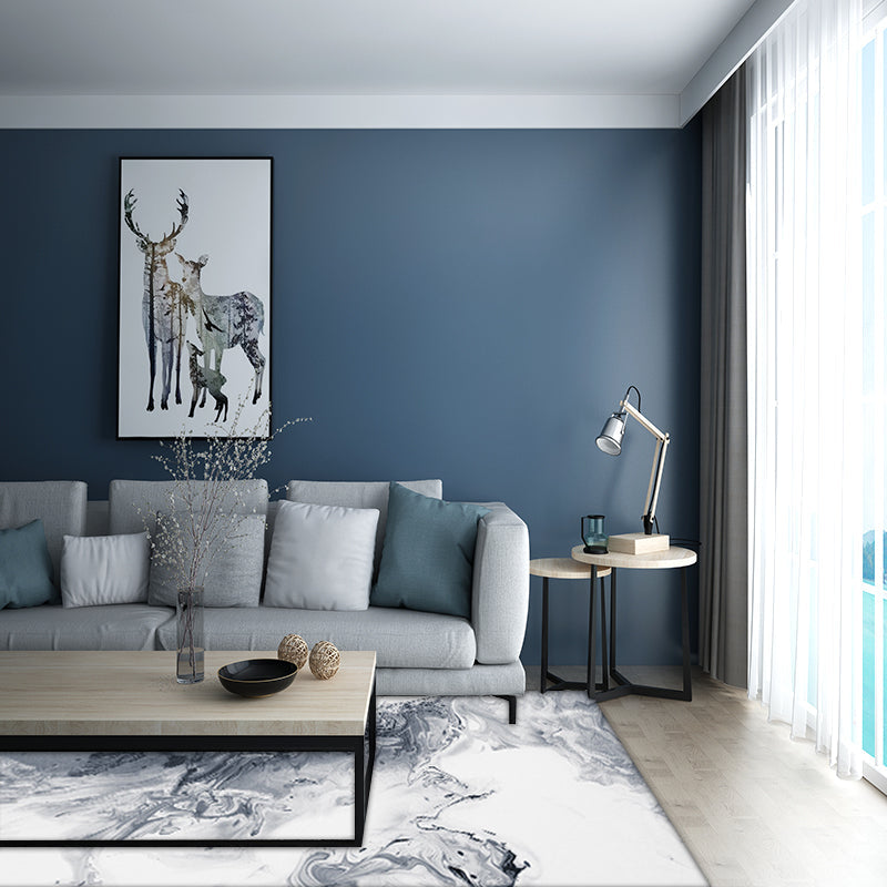 Simple modern carpet in white and gray abstract oil painting print carpet polyester washable carpet for home decor